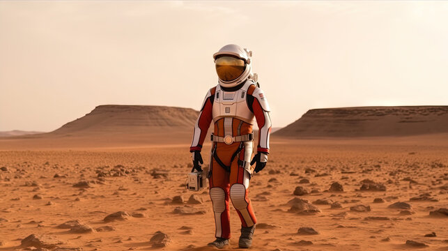 A Lonely Astronaut Walks on Mars