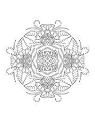 mandala tracery wheel mehndi design. Circular pattern in form of mandala for Henna, Mehndi, tattoo, decoration. Decorative ornament in ethnic oriental style. Bracing usable doodling mehndi pattern.