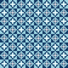 Geometric ornament, variations of the Ukrainian national ornament, blue symmetrical squares