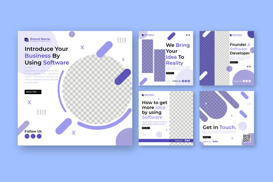 Vector flat design business workshop Instagram posts