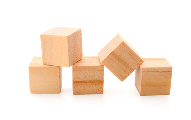 Wooden cubes isolated on white background