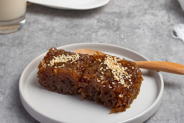 Fried Sticky Rice with Brown Sugar, White Sesame Dessert