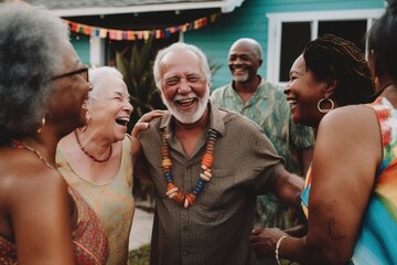 A group of neighbors enjoying a block party, strengthening their bonds and sense of community. Generative AI