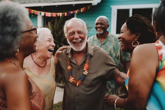 A group of neighbors enjoying a block party, strengthening their bonds and sense of community. Generative AI