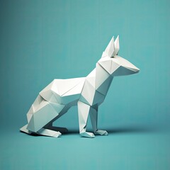 A White origami animal with a face and a nose. created uising generative AI