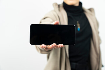 Smartphone mockup. New frameless smartphone mockup. Isolated on white background.