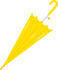 閉じた、黄色の子ども用傘のイラスト