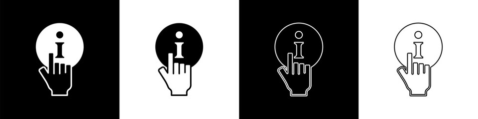 Set Information icon isolated on black and white background. Vector