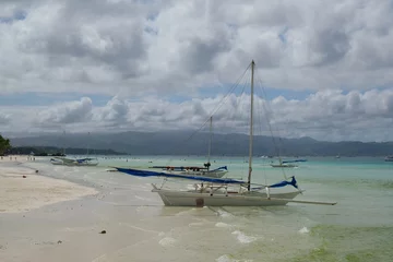 Papier Peint photo Plage blanche de Boracay boats on the sea, white beach, Boracay