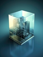 A panorama icon with translucent glass isometric view. Generative AI