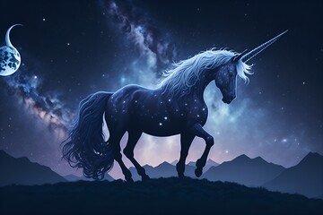 Obraz na płótnie Canvas unicorn in the starry night