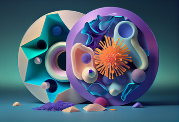 Germs bacteria and microorganisms in the form of realistic compositions. Generative AI