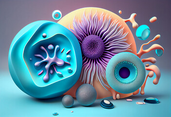 Germs bacteria and microorganisms in the form of realistic compositions. Generative AI