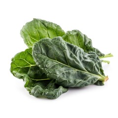 Collard Greens Isolated on White. Generative AI