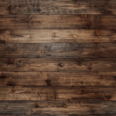 Obraz na płótnie Canvas Seamless pattern made of dark rough horizontal wooden planks. Endless texture of timber flooring. AI generative image.