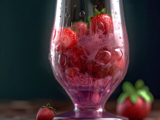 Refreshing Berry Bliss: A Macro View of a Healthy Cocktail. Generative AI