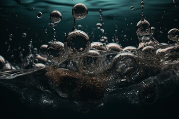 Water in motion with bubbles. Generative AI