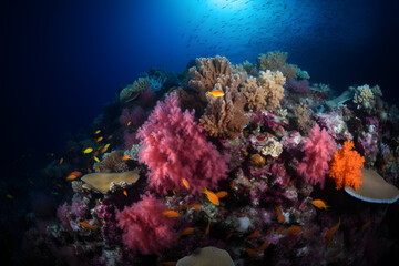 Plakat coral reefs in deep ocean