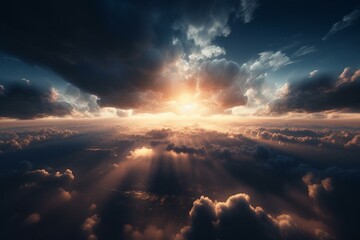 Sky with divine illumination made using technology. Generative AI