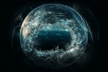 A circular frame background featuring an abstract water wave design. Created with modern technology. Generative AI