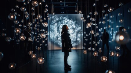 A captivating photograph of a person exploring an interactive art exhibit, emphasizing the power of immersive experiences to inspire and engage. Generative AI