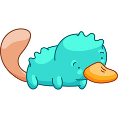 Platypus in Kawaii Style, cute Cartoon Character