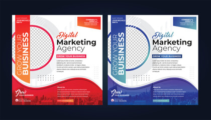
Grow your business and marketing agency corporate flyer square instagram social media post banner