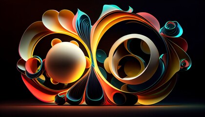 Hypnotic 3D Neon Light Abstract Art Mesmerizing Illuminated Shapes for Attention-Grabbing Visuals. Generative AI