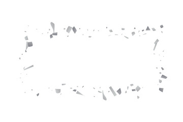 Silver glitter confetti on a white background. Decorative element.