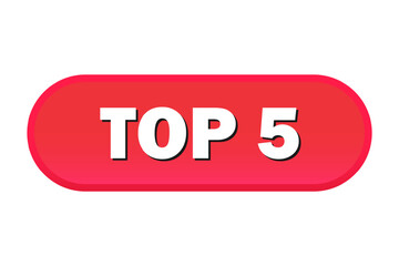 Top five web banner. Top 5 button, sticker, label. Vector