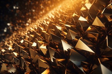 Geometric 3D gold abstract background. Generative AI