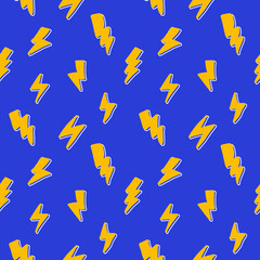 Fototapeta na wymiar Seamless pattern wtih comic yellow thunders