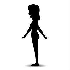 Vector silhouette of a woman on a white background