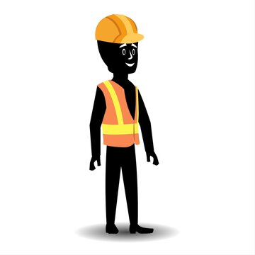 Silhouette of a construction worker with a helmet. Vector illustration