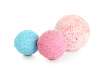 Bath bombs on white background