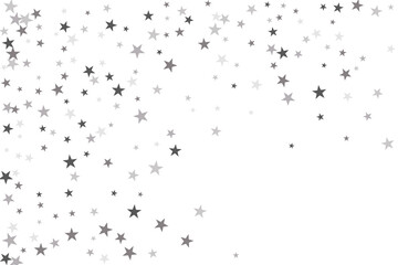 Star confetti. Silver casual confetti background. Bright design pattern.