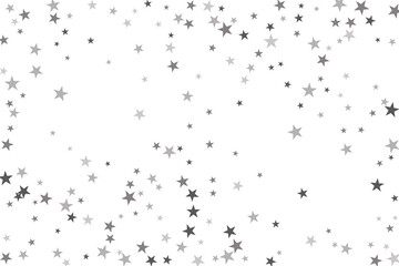 Star confetti. Silver casual confetti background. Bright design pattern.