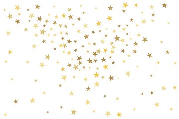 Star confetti. Gold casual confetti background. Bright design pattern.
