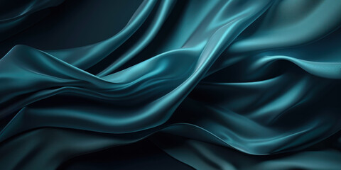 Obraz premium Abstract Background with 3D Wave blue Gradient Silk Fabric. Christmas, wedding, bridal, valentine, romance, award. Holiday gift with copy space. Web banner with copy space. Generative Ai.
