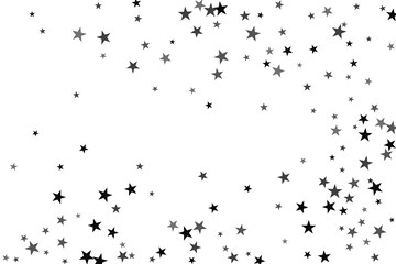 Star confetti. Silver casual confetti background. Bright design pattern.