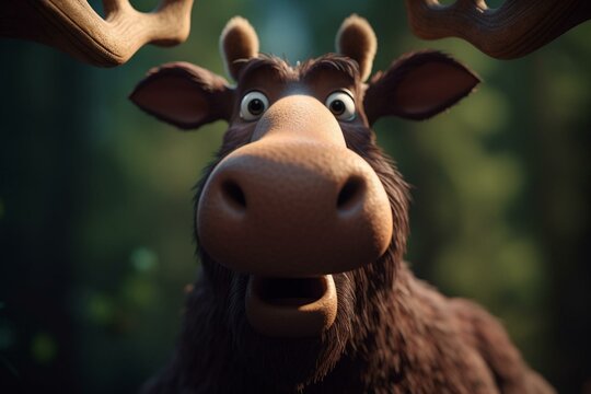A moose depicted in a cartoon style. Generative AI