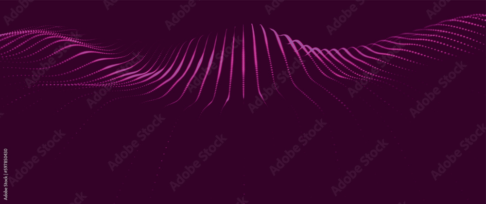 Poster wave of particles. futuristic dots pattern on light background. big data digital code. technology or