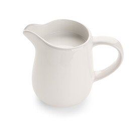Jug of milk on white background