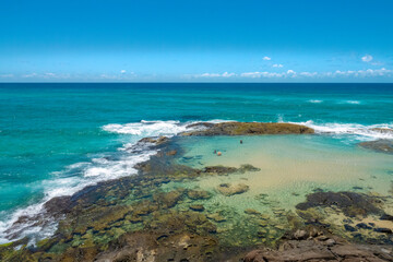 Champagne Pools, Fraser Island (K'gari), a sand  island along the south-eastern coast in the Wide...