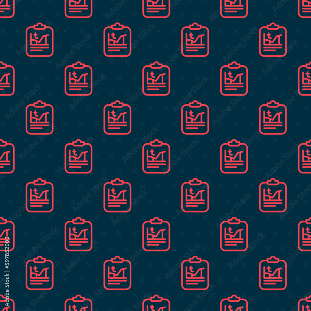 Poster red line planet earth melting to global warming icon isolated seamless pattern on black background. 