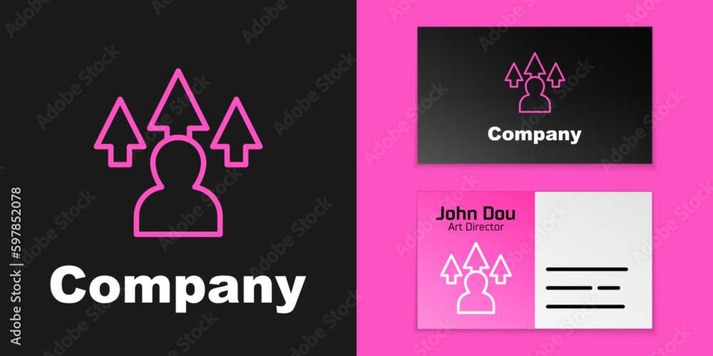 Poster pink line web design and front end development icon isolated on black background. logo design templa