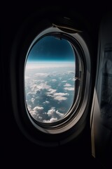 A beautiful sky seen from an airplane window, Generative AI