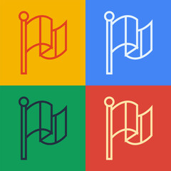 Pop art line Flag France icon isolated on color background. Vector