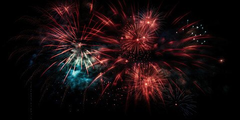 Fototapeta na wymiar 4th of July fireworks, generative ai