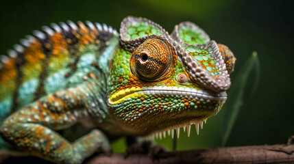 Obraz premium Colorful Chameleon. Generative AI